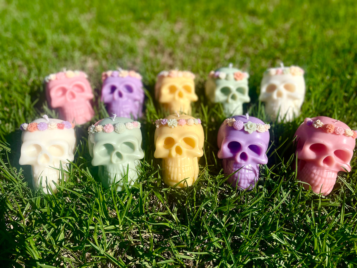 Boho Skull Olive Wax Sculptural Candle